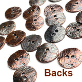 Ancient Treasure 11/16" Gray/Copper "Primitive" Bronze-Dipped Greek Metal 2-Hole Button 17mm,  #L-698