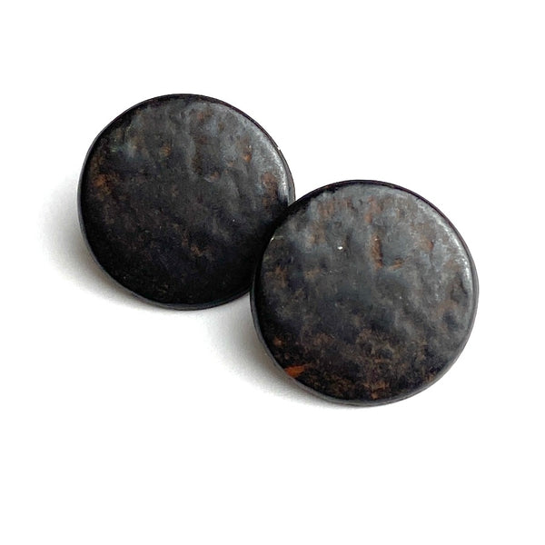 1/2 Black Rustic Shine Pearl Shell 2-hole, TWELVE BUTTONS #112-12