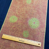 Muted Rust/Yellow-Green Mums Vintage Ikat Kimono Silk from Japan, 14" x 73" Piece #127