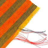 REMNANT, Orange/Green Stripe Slubby Wool Blend By the Yard, Vintage Kimono Fabric from Japan 14" X 36" PIECE #714