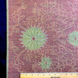 Muted Rust/Yellow-Green Mums Vintage Ikat Kimono Silk from Japan, 14" x 73" Piece #127