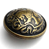Lion Crest Antique Brass Domed 7/8" / 23mm Shank Back Metal Button # 924