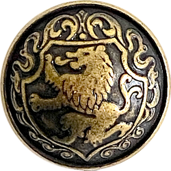 Lion Crest Antique Brass Domed 7/8" / 23mm Shank Back Metal Button # 924