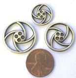 Re-Stocked Whirligig Silver 13/16" Button 4 Hole Medium Size 20mm Open Spiral #SK-1130