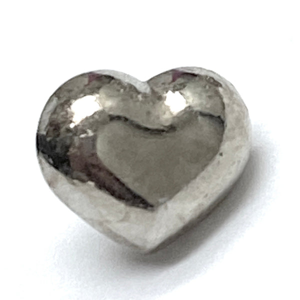 LIMITED SUPPLY Tiny Shiny Silver Heart Metal Shank Back Button, 3/8"  #SK1749