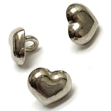 LIMITED SUPPLY Tiny Shiny Silver Heart Metal Shank Back Button, 3/8"  #SK1749