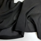 Solid Black Sheer Stripe Faille? Vintage Kimono Silk from Japan By the Yard  #272