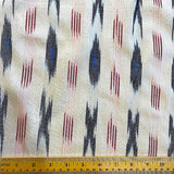 Cream/Black/Red/Blue Ikat, Cotton Handloom from India, By the Yard  #TK-46