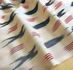 Cream/Black/Red/Blue Ikat, Cotton Handloom from India, By the Yard  #TK-46