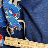 SALE, Noren Panel from Kyoto Japan, Koi and Dragon on Navy Cotton 19.5" x 44"  #KP13