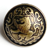 Lion Crest Antique Brass Domed 1/2" / 14mm Shank Back Metal Button # 926
