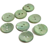 Re-Stocked at Lower Price, Light Green Shiny Agoya Shell 5/8" 2-hole Button, Pack of 8, 15mm   #1247