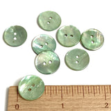 Re-Stocked at Lower Price, Light Green Shiny Agoya Shell 5/8" 2-hole Button, Pack of 8, 15mm   #1247