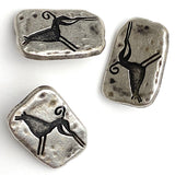 Coyote / Wolf Petroglyph Antique Silver Metal Button, Shank Back 15/16" / 23mm #FJ-9