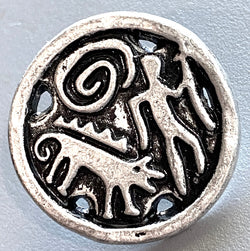 Journey with Dog Antique Silver Metal Button, Shank Back 7/8" / 22mm #FJ-10