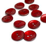 Red Ruby Burgundy Shiny Agoya Shell 5/8" 2-hole Button, 15mm, Pack of 8  # SK-1245