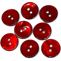 Red Ruby Burgundy Shiny Agoya Shell 5/8" 2-hole Button, 15mm, Pack of 8  # SK-1245