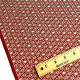 Japanese Cotton, Red Asanoha/Stars/Hemp Leaf  43" wide, By the Full Yard, New Not Vintage,  #SK100-2C