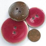 Re-Stocked, Pink Raspberry Coconut + Resin 1-9/16" (Larger Size) Two-Hole Button 40mm   #SK-1025