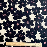 Midweight Canvas from Japan, Black Flower Linen/Cotton 44" Wide By the Yard #YKA-6000-1-A50