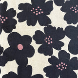 Midweight Canvas from Japan, Black Flower Linen/Cotton 44" Wide By the Yard #YKA-6000-1-A50