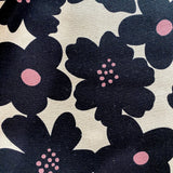 REMNANT Midweight Canvas from Japan, Black Flower Linen/Cotton 5/8 Yard x 44" Wide PIECE #YKA-6000-1-A50