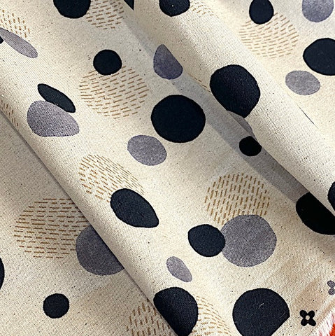Midweight Canvas from Japan, Le Bouquet Dots, Linen/Cotton 44" Wide By the Yard #YGA-66000