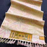 Large Leaves Ikat Tsumugi, Smooth Crisp Vintage Kimono Silk Pongee from Japan by the Yard # 277