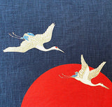 Japanese Cranes & Waves 100% Cotton Noren Panels, 19" x 44"  #KP21