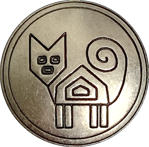 Cat Button, 1" Silver Color Shank Back  25mm #KB-932