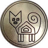 Cat Button, 1" Silver Color Shank Back  25mm #KB-932