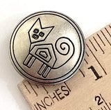 Cat Button, 1" Silver Color Shank Back  25mm #KB-932