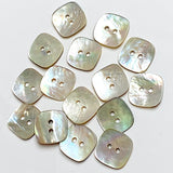 Square 2-Hole Moonrise Mother of Pearl 11/16" Iridescent Button 18mm, Pack of 10, #KB-935