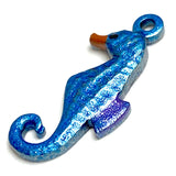 Seahorse Charm, Handpainted Blue, Metal Tiny 5/8" by Susan Clarke #SC161C