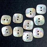 Square 2-Hole Moonrise Mother of Pearl 11/16" Iridescent Button 18mm, Pack of 10, #KB-935