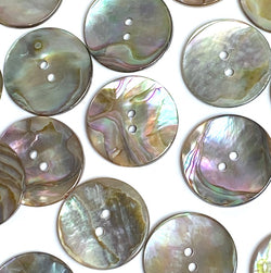 Classic Rainbow-Kissed Abalone Neutrals, 1" Two-Hole Button 25mm  Pack of SIX  #KB-924