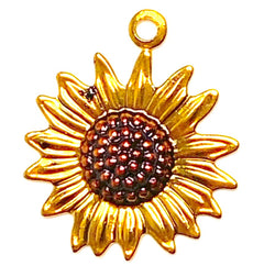 Sunflower Charm, Handpainted Metal 5/8" by Susan Clarke #SC926