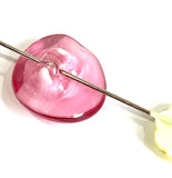 Pink Peppermint Glass Buttons, Oval Shape, No Two Alike, 1/2" x 5/8" Self Shank #SK-995