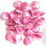 Pink Peppermint Glass Buttons, Oval Shape, No Two Alike, 1/2" x 5/8" Self Shank #SK-995