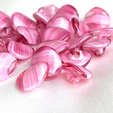 Pink Peppermint Glass Buttons, Oval Shape, No Two Alike, 1/2" x 5/8" Self Shank #SK-995