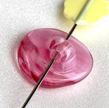 Pink Peppermint Glass Buttons, Oval Shape, No Two Alike, 1/2" x 5/8" Self Shank #SK-995