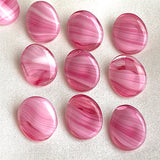 Pink Peppermint Glass Buttons, Oval Shape, No Two Alike, 1/2" x 5/8" Self Shank #SK-995