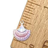 Sea Shell Charm 1/2" Sparkly Pastels, Handpainted Metal by Susan Clarke  #SC-954P
