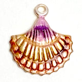 Sea Shell Charm 1/2" Reds/Golds, Handpainted Metal by Susan Clarke  #SC-954G