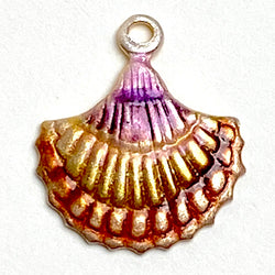 Sea Shell Charm 1/2" Reds/Golds, Handpainted Metal by Susan Clarke  #SC-954G