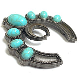 Squash Blossom Silver / 'Turquoise' Triple Screw Back Concho Faux Stones 2"  #SWH-141