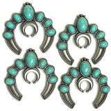 Squash Blossom Silver / 'Turquoise' Triple Screw Back Concho Faux Stones 2"  #SWH-141