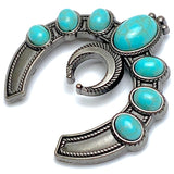 Squash Blossom Silver / 'Turquoise' Triple Screw Back Concho Faux Stones 2"  #SWH-141