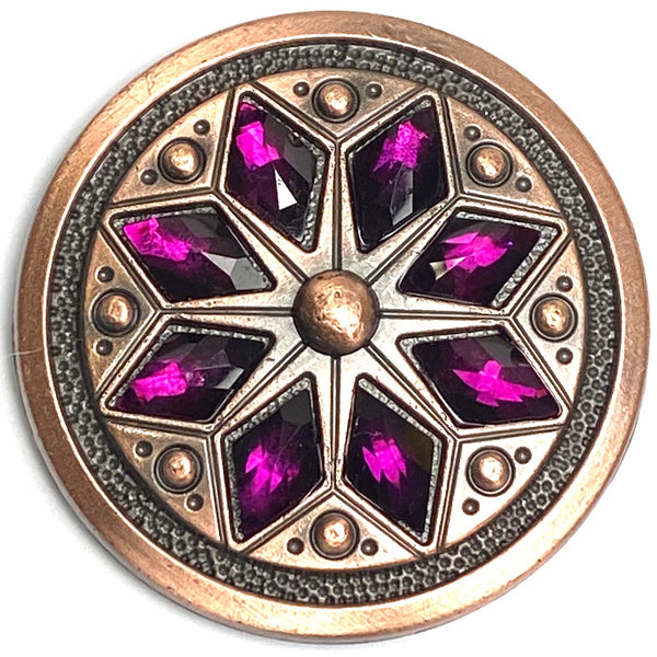 Re-Stocked, Purple/Copper 1-1/2" Tucson Fire Flower Concho 1.5" Screw Back  #SWH-113