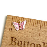 Butterfly Metal Charm 1/2" Glittery Pinks, Handpainted Metal by Susan Clarke  #SC-941
